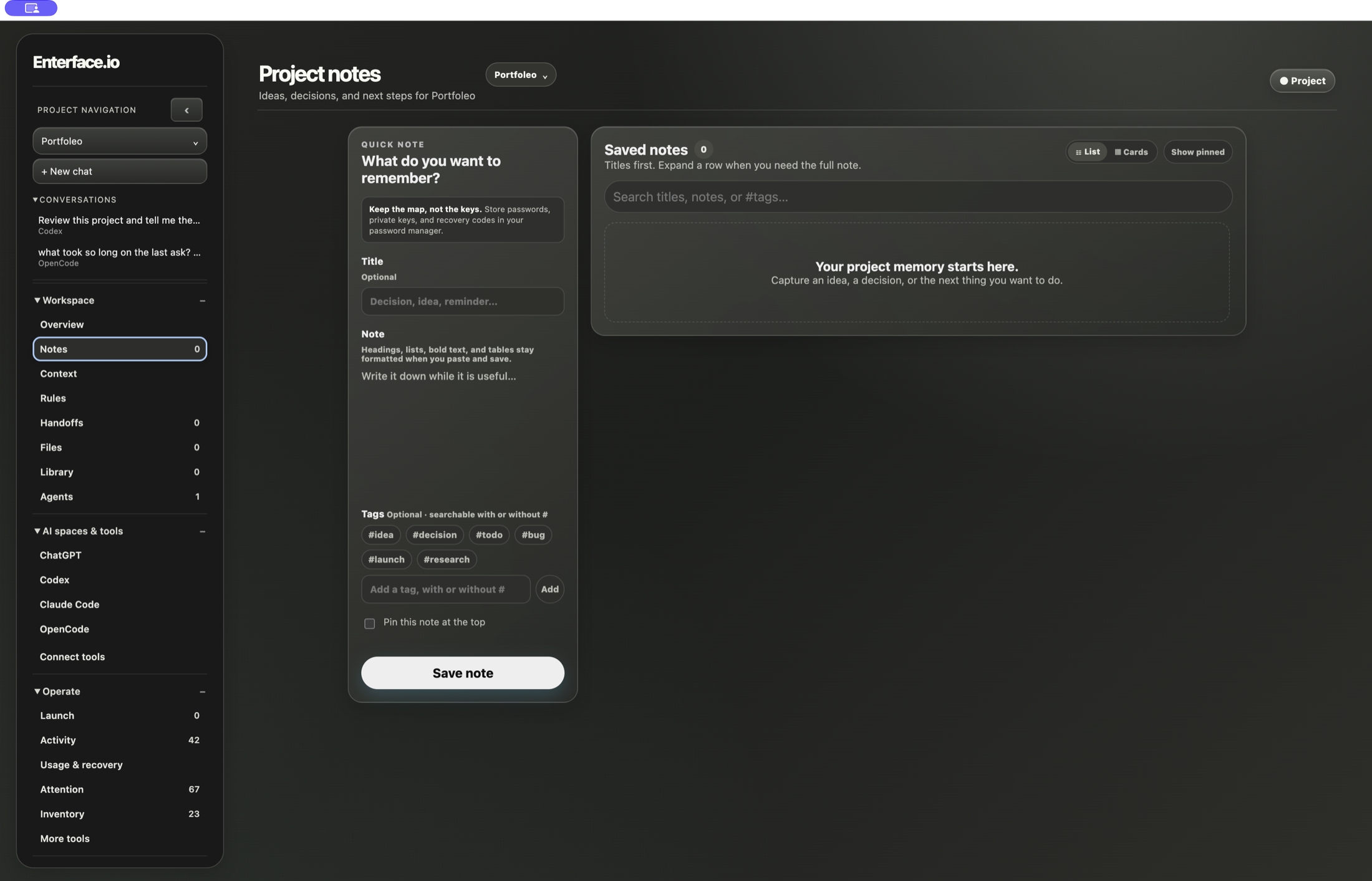 Enterface Project Notes workspace